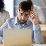 Man looking at a computer screen.